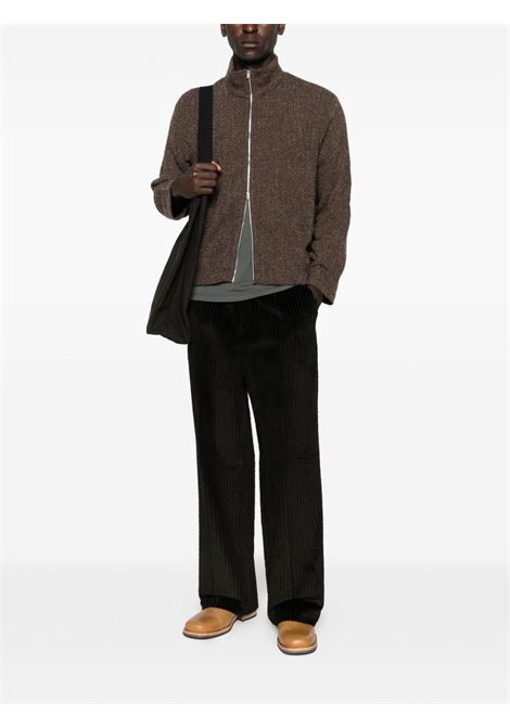 maglia shrunken fullzip polo uomo marrone OUR LEGACY | M4256SBS